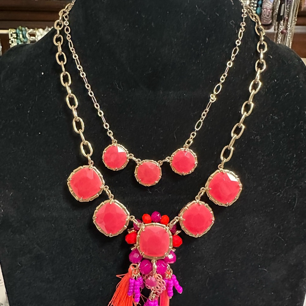 Lilly Pulitzer Gold and Pink Geometric Necklace